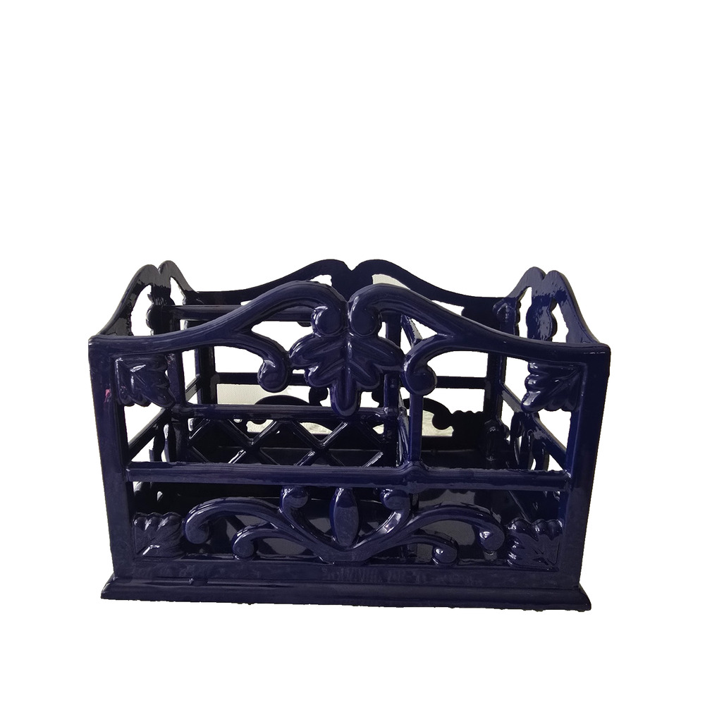 Cast Iron Navy Blue Silverware Utensils Holder Heavy